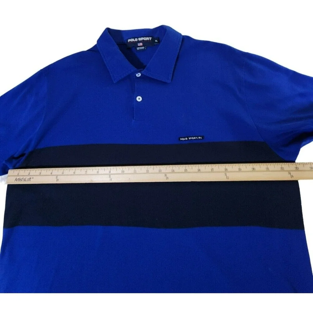 Polo Sport Ralph Lauren Men's XL Polo‎ Shirt Blue Striped Short Sleeve Logo